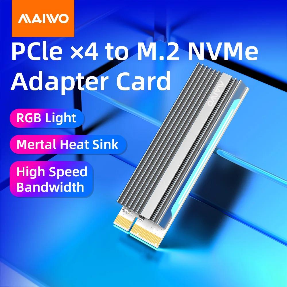 MAIWO PCIe x4-NVMe M.2 SSD  Ȯ ī, PCIe x4-NVMe M.2 SSD  ī, ˷̴   ӿ LED Ʈ , PC